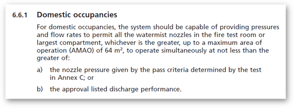 Quote from BS 8458 on water supply