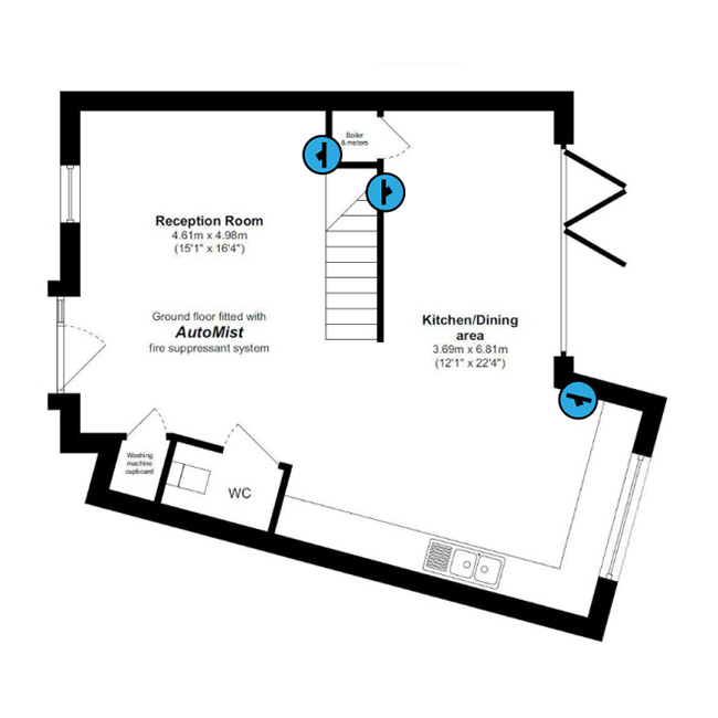 open plan kitchen dinner with Automist