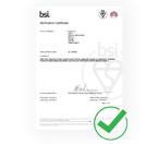 BSI Verification Certificate of BS8458 Compliance for Automist Smartscan