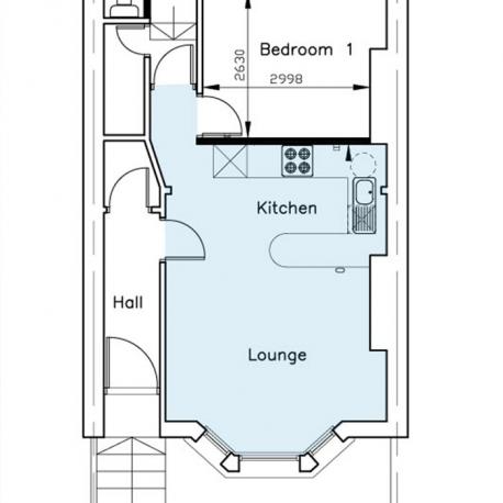 layout of flat apartment without lobby