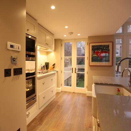 Kitchen diner with fire sprinkler Watermist protected ground floor