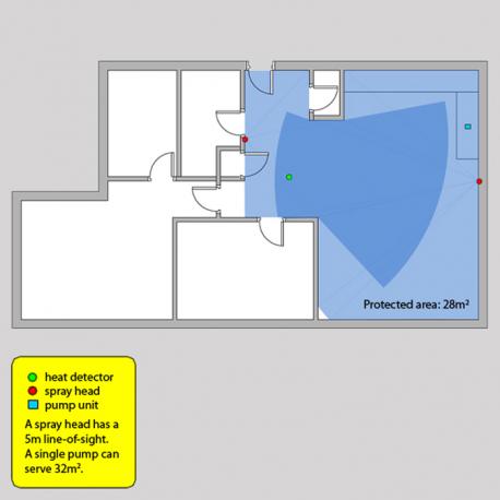 Compliant open plan layout Using Automist in lieu of a lobby door 2